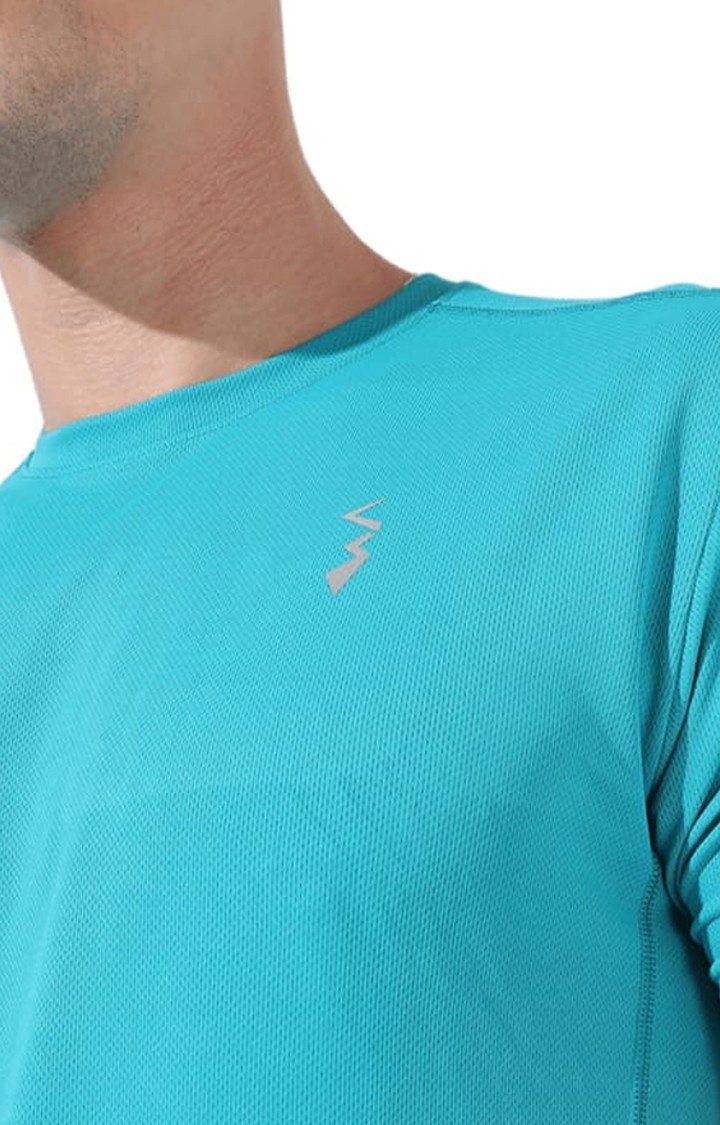 Men's Blue Solid Activewear T-Shirts