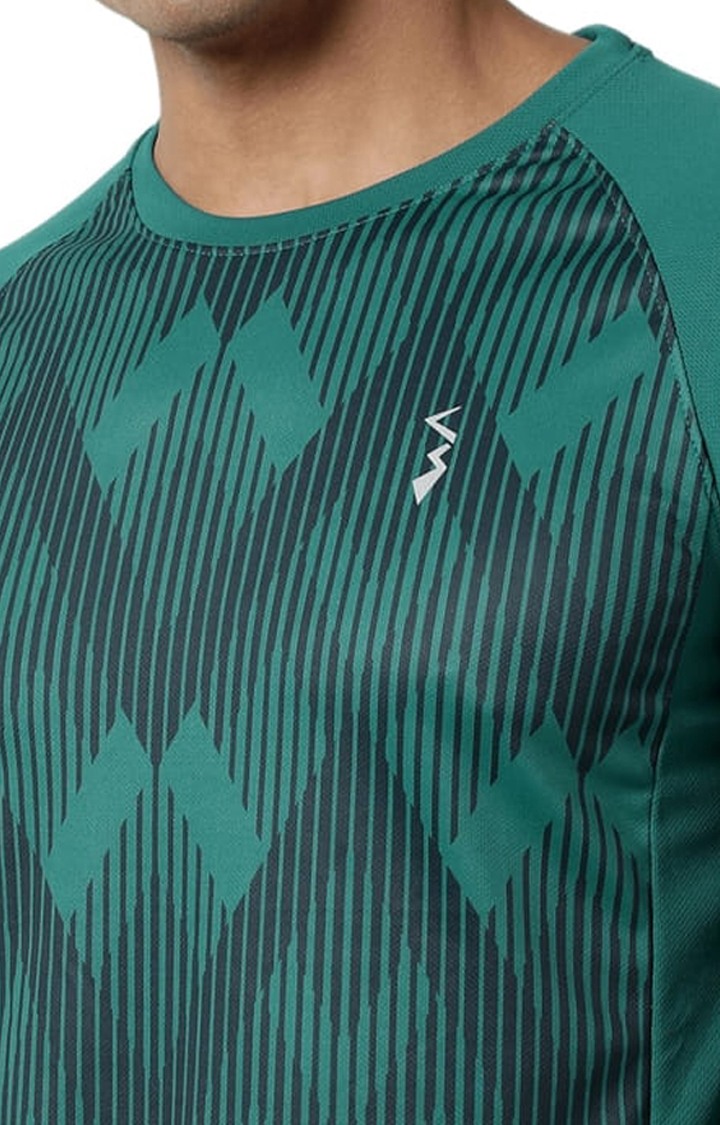 Men's Green Printed Activewear T-Shirts