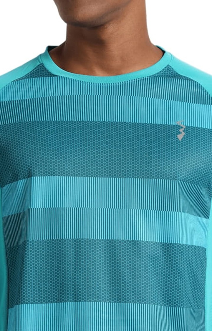 Men's Blue Printed Activewear T-Shirts