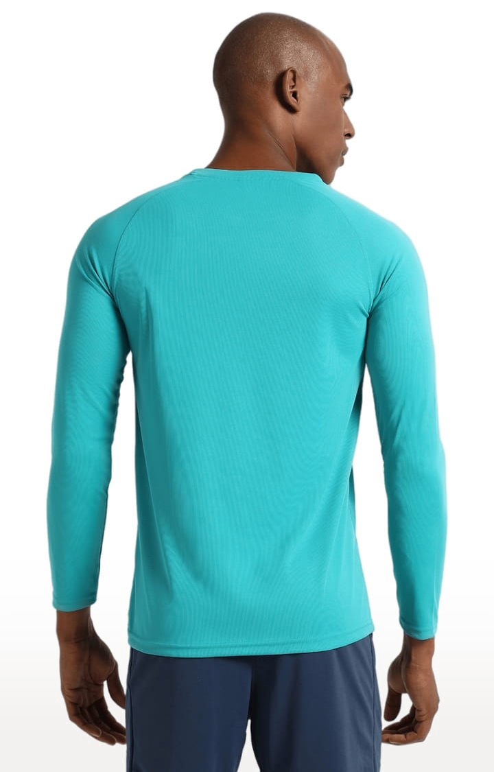 Men's Blue Polyester Graphics Activewear T-Shirt