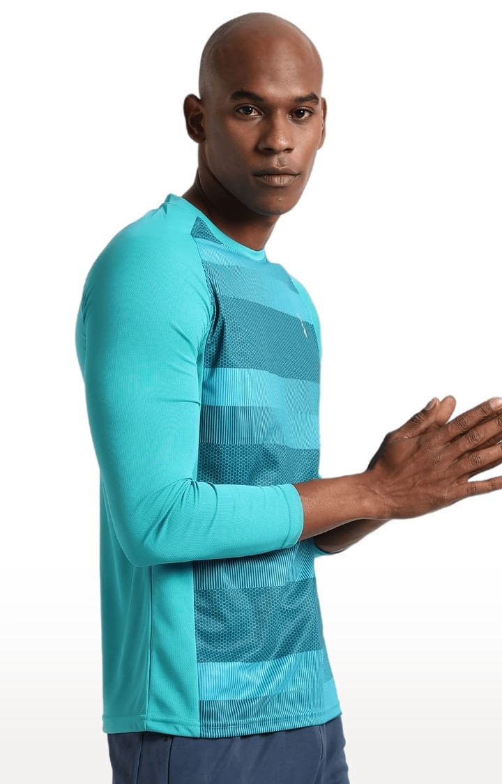 CAMPUS SUTRA | Men's Blue Polyester Graphics Activewear T-Shirt