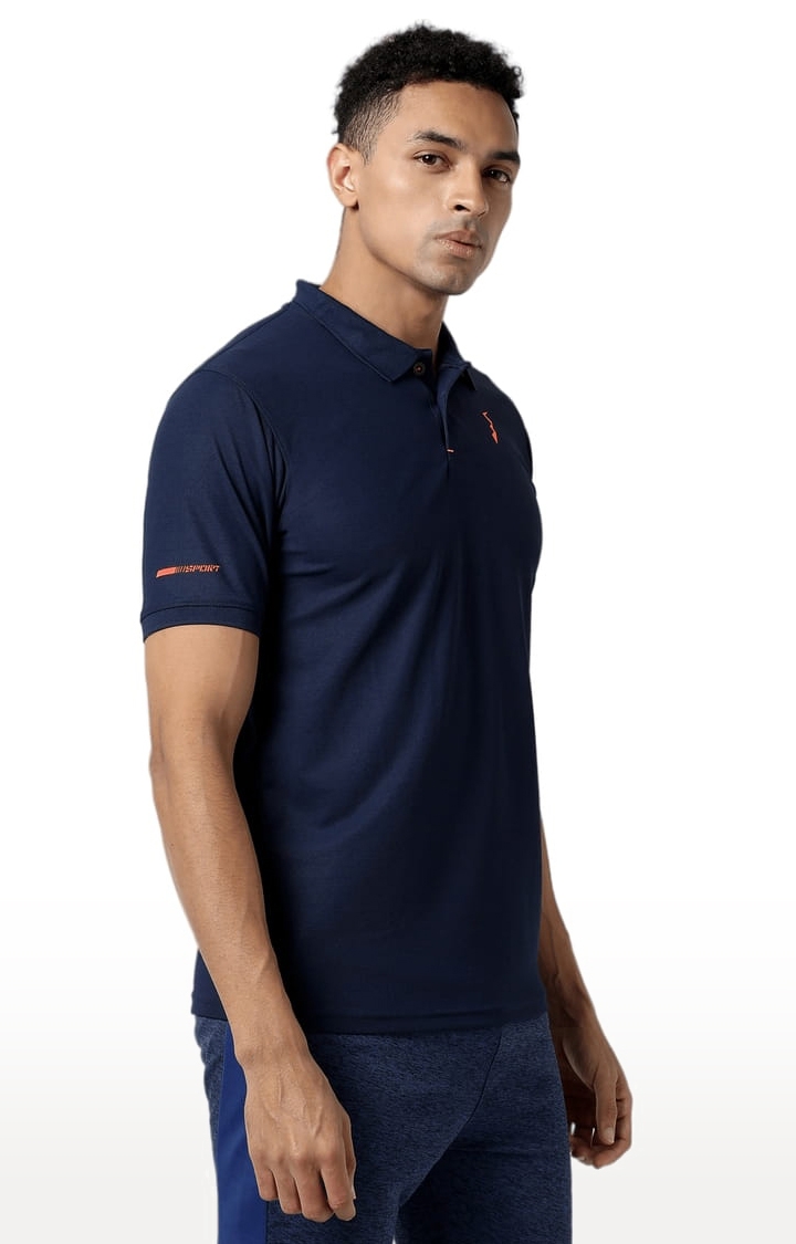 CAMPUS SUTRA | Men's Navy Blue Polyester Solid Activewear T-Shirt