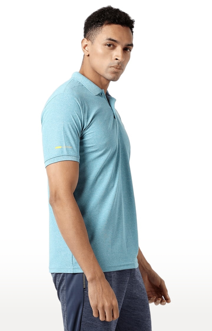 CAMPUS SUTRA | Men's Light Blue Polyester Solid Activewear T-Shirt