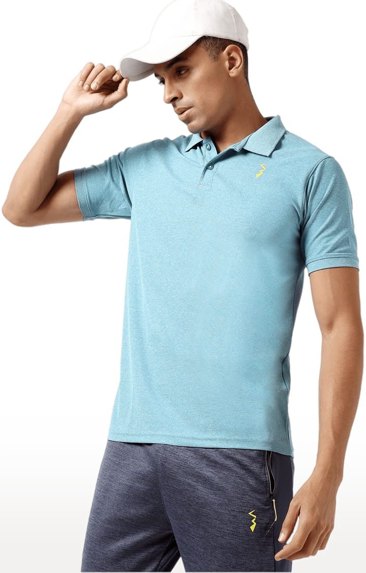 Men's Blue Solid Activewear T-Shirts
