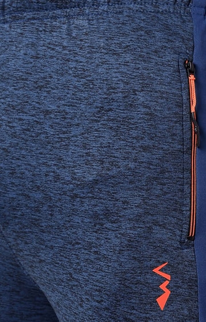 Men's Blue Solid Polyester Trackpants