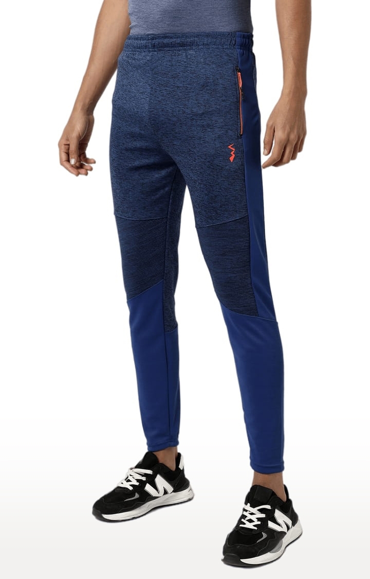Men's Blue Colourblocked Regular Fit Trackpant