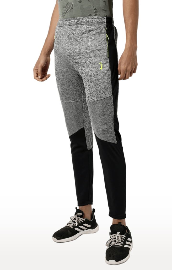 Men's Grey Colourblock Polyester Trackpants