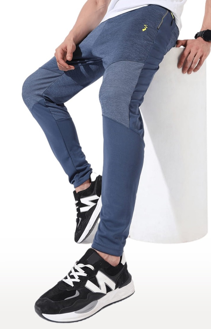 Men's Navy Blue Textured Regular Fit Trackpant