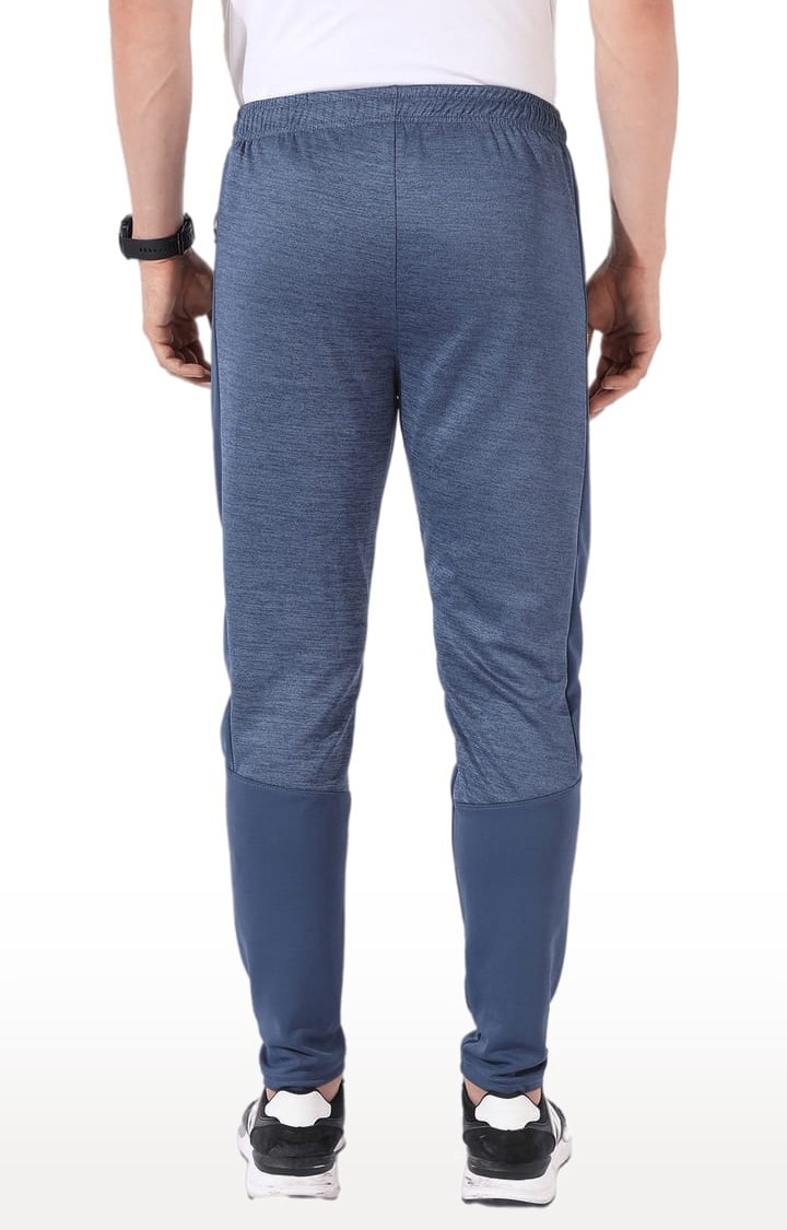 Men's Blue Melange Polyester Trackpants