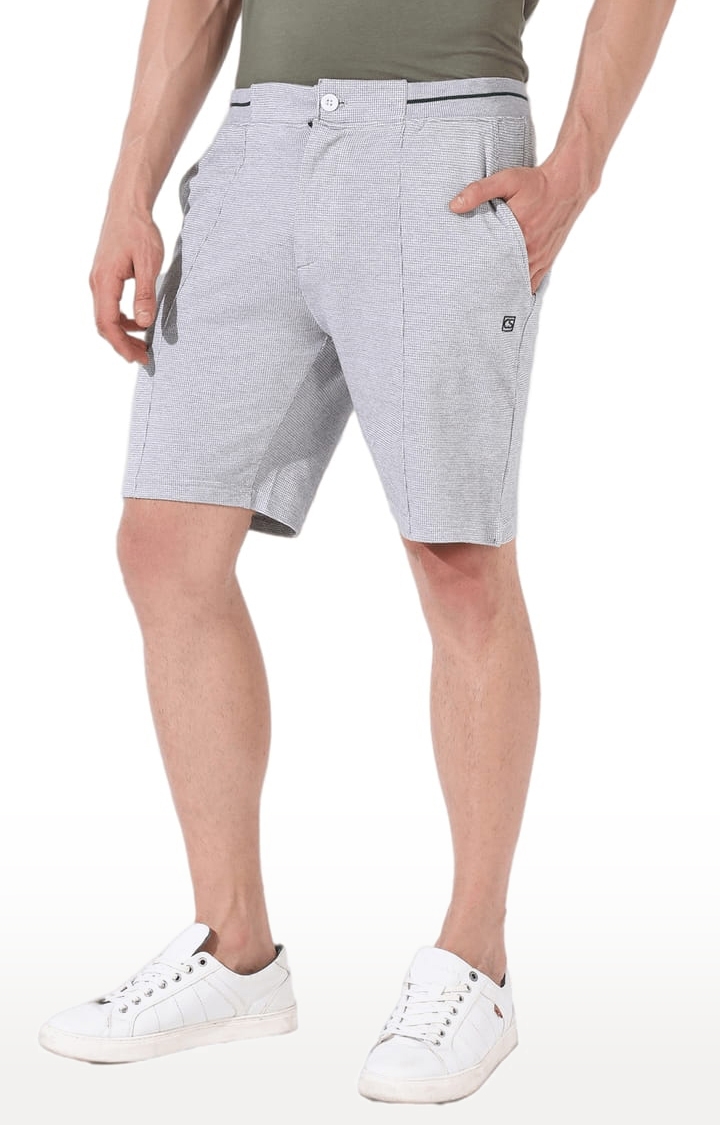 Men's Solid Grey Regular Fit Casual Shorts