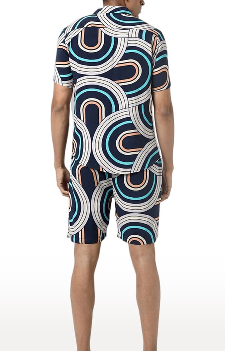 Men's Blue Printed Co-ords
