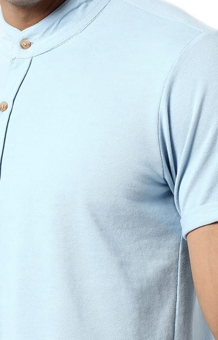 Men's Blue Solid Casual Shirts