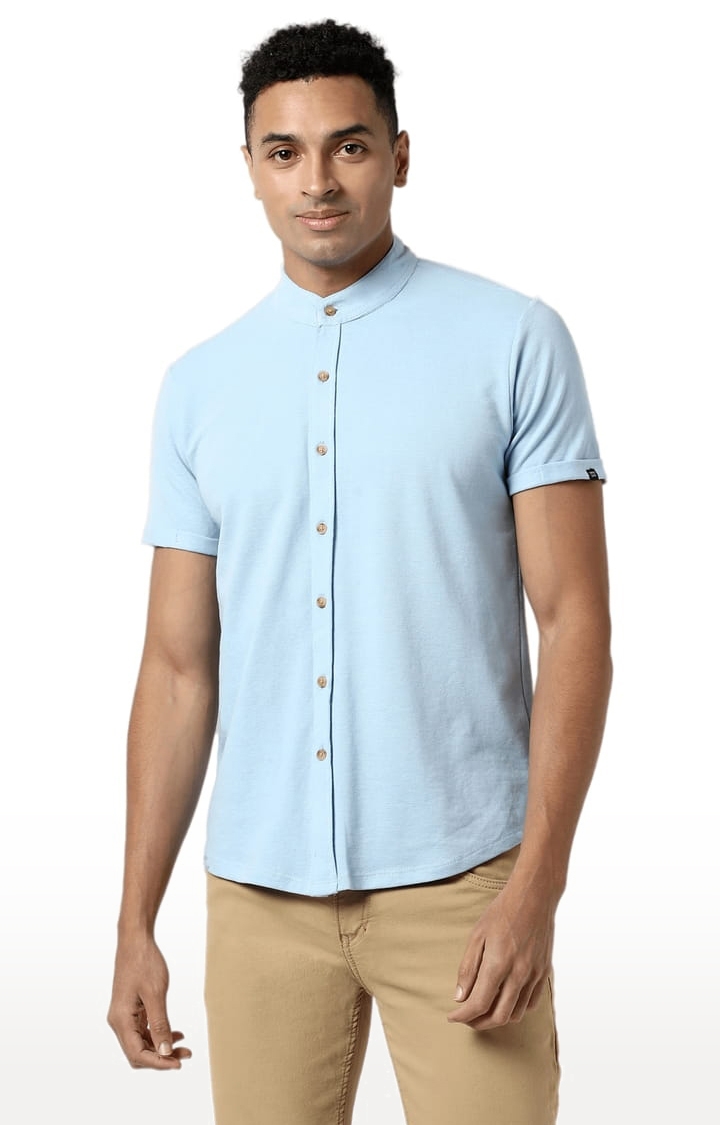 CAMPUS SUTRA | Men's Light Blue Cotton Solid Casual Shirt