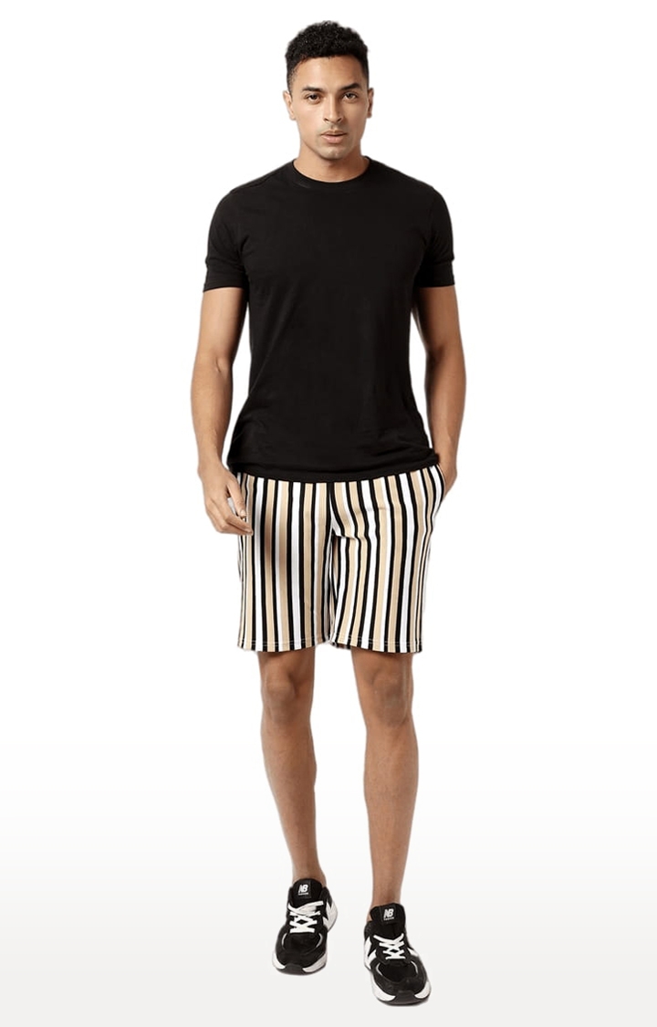 Men's Multicolour Striped Regular Fit Casual Shorts