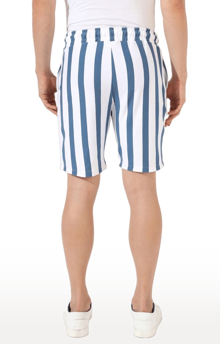 Men's White Striped Regular Fit Casual Shorts