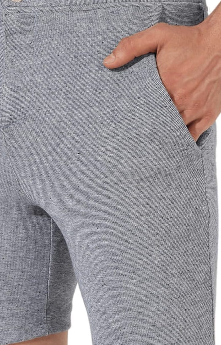 Men's Grey Melange Cotton Shorts