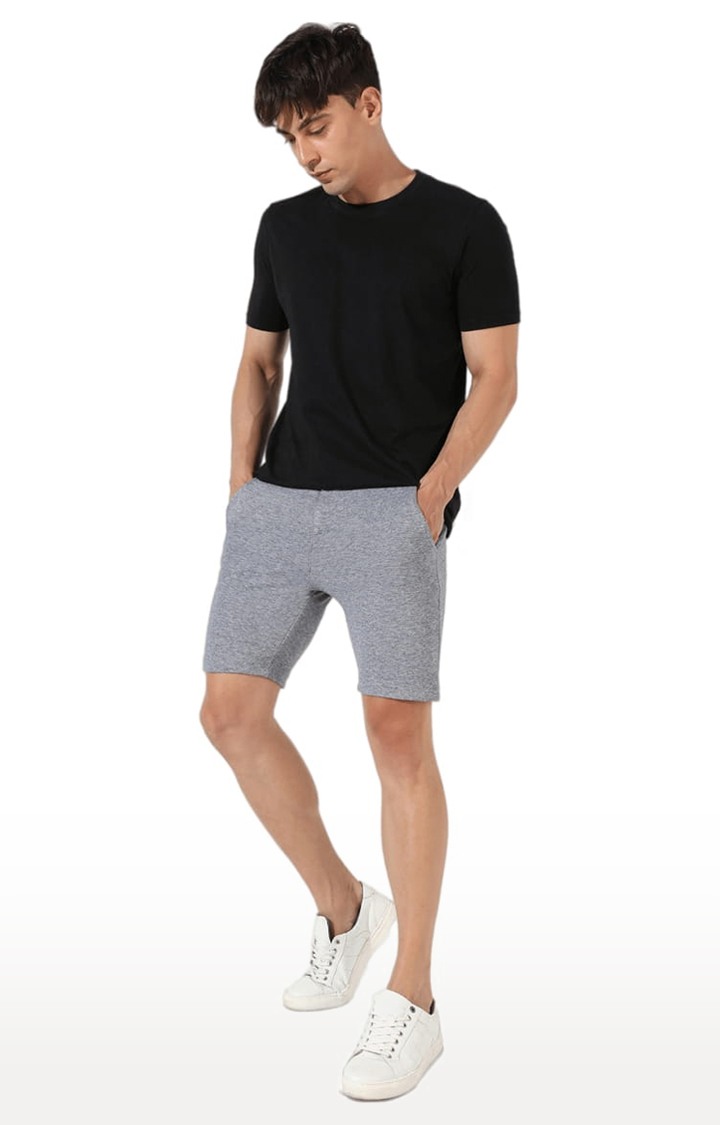 Men's Grey Melange Cotton Shorts