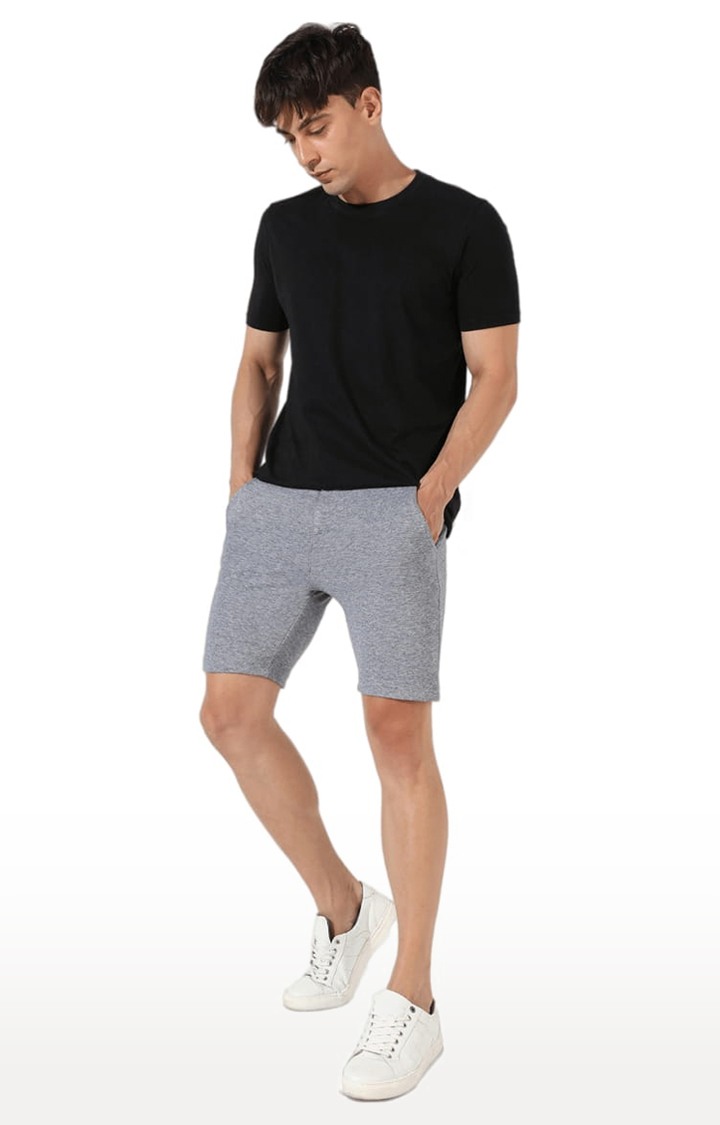 Men's Solid Grey Regular Fit Casual Shorts