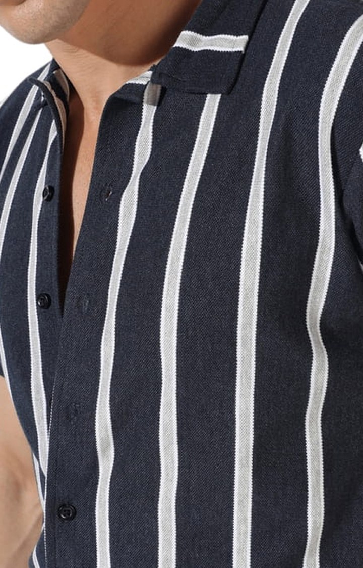 Men's Blue Striped Casual Shirts