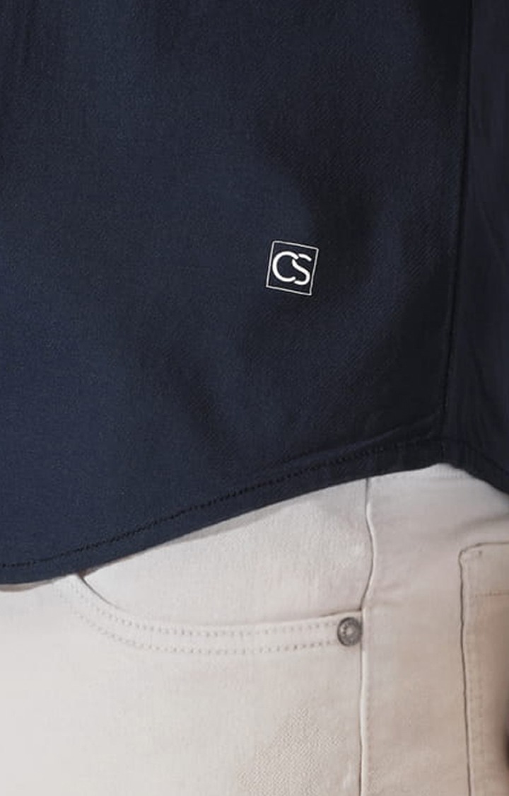 Men's Blue Solid Casual Shirts