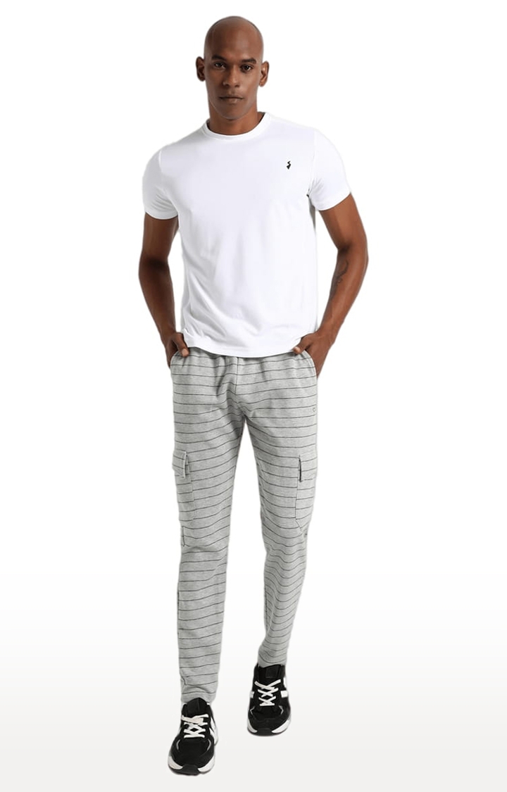 CAMPUS SUTRA | Men's Grey Striped Regular Fit Trackpant 1