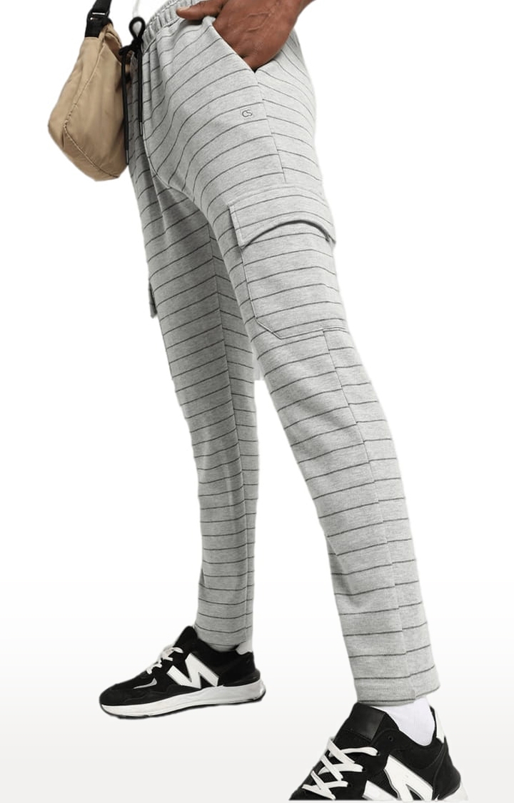 CAMPUS SUTRA | Men's Grey Striped Regular Fit Trackpant 2
