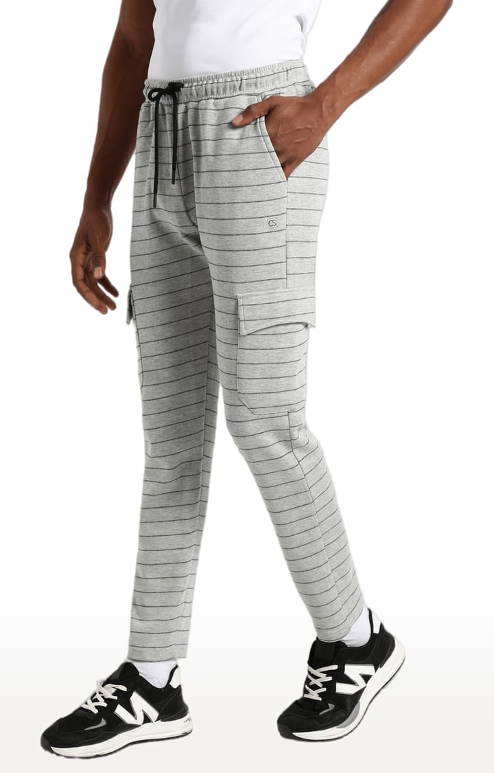 CAMPUS SUTRA | Men's Grey Striped Regular Fit Trackpant
