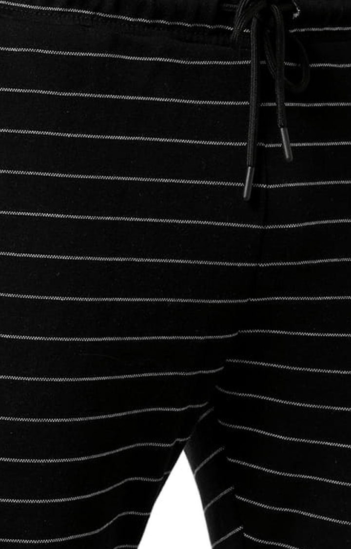 Men's Black Striped Regular Fit Trackpant