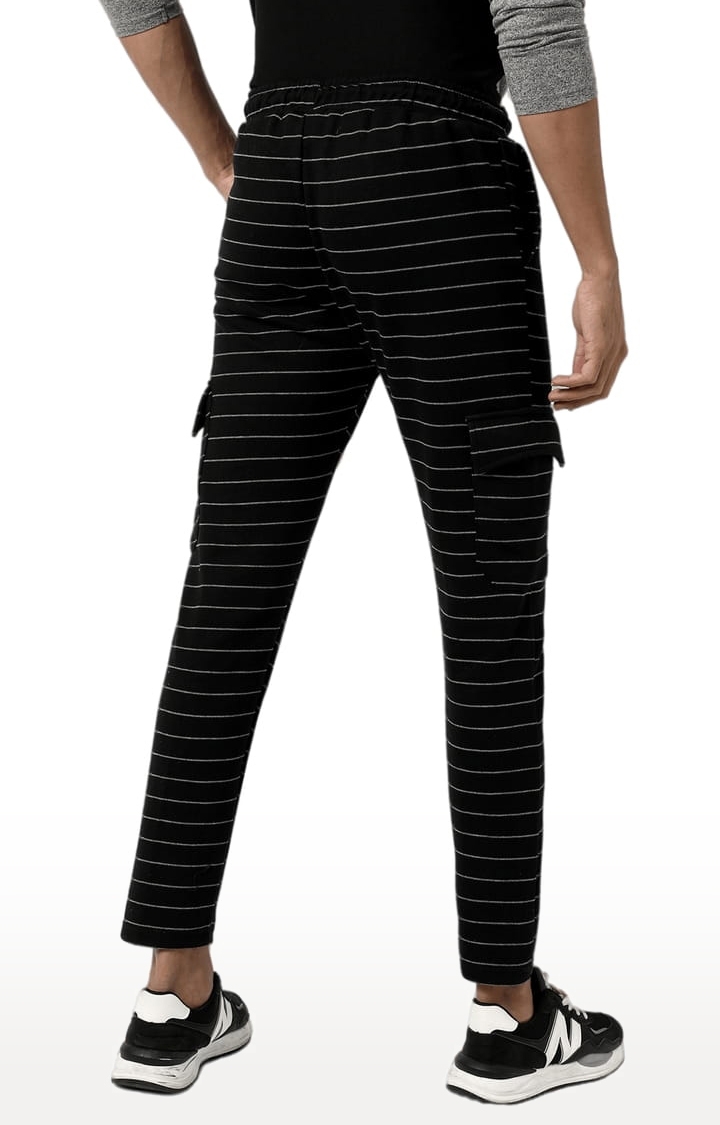 Men's Black Striped Regular Fit Trackpant
