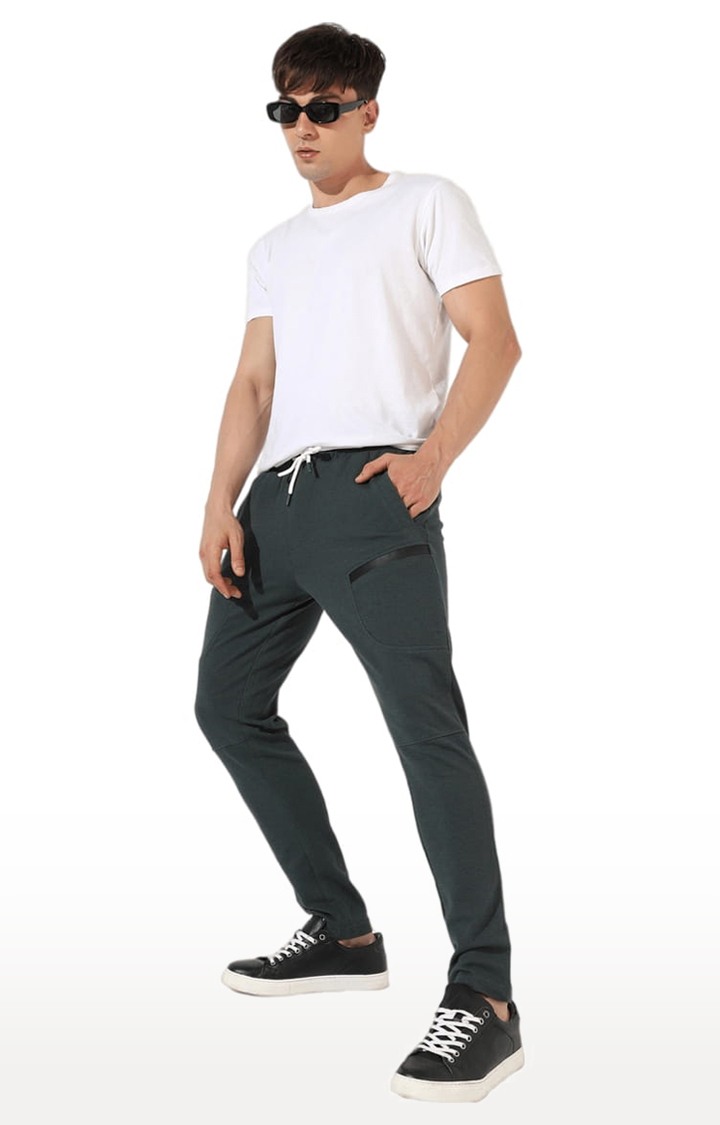 Men's Grey Solid Cotton Trackpants