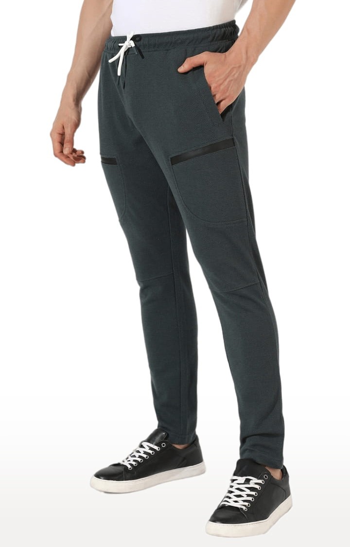 Men's Grey Solid Cotton Trackpants