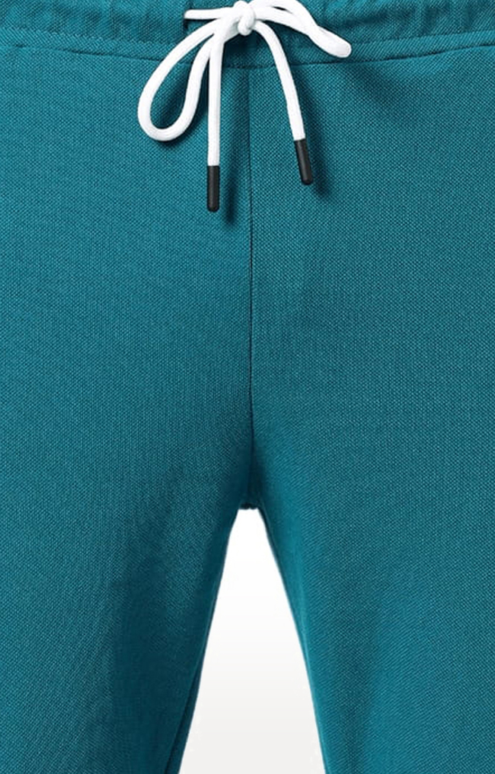 Men's Solid Aqua Blue Regular Fit Trackpant