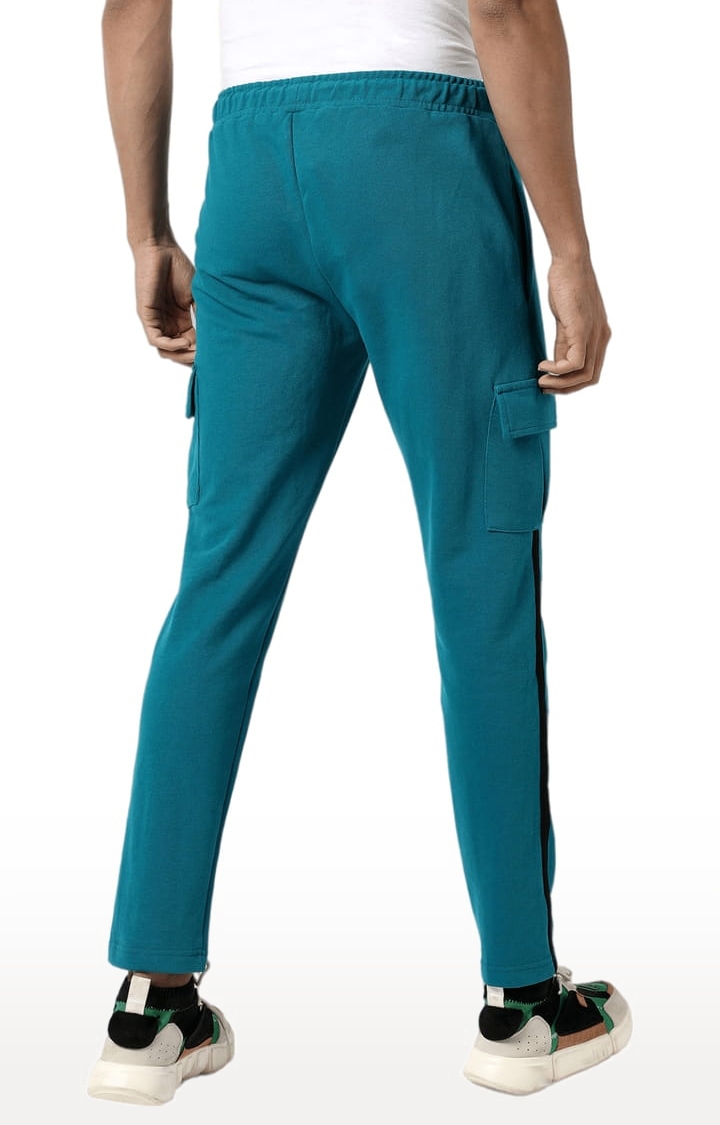 Men's Solid Aqua Blue Regular Fit Trackpant