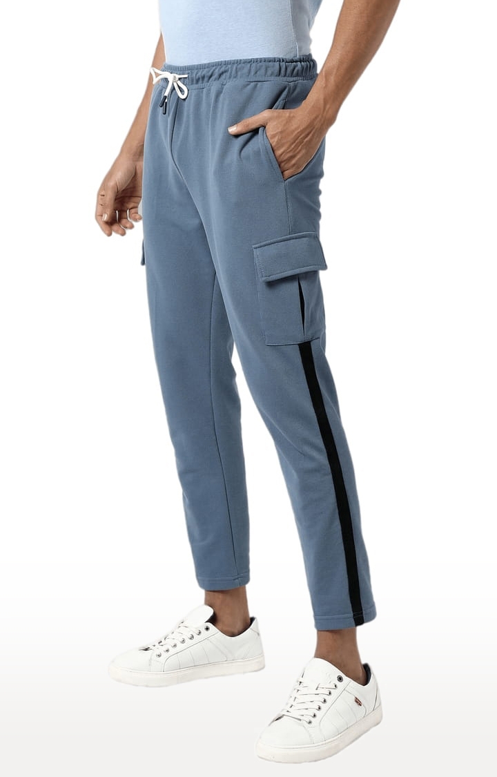 Men's Solid Blue Regular Fit Trackpant