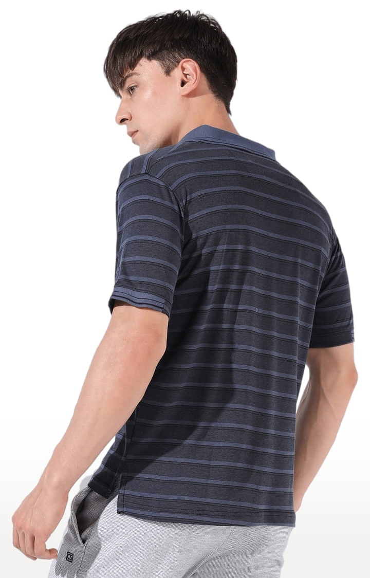 CAMPUS SUTRA | Men's Grey Cotton Striped Polo T-Shirt 3