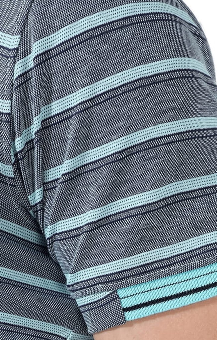 Men's Blue Striped Polos