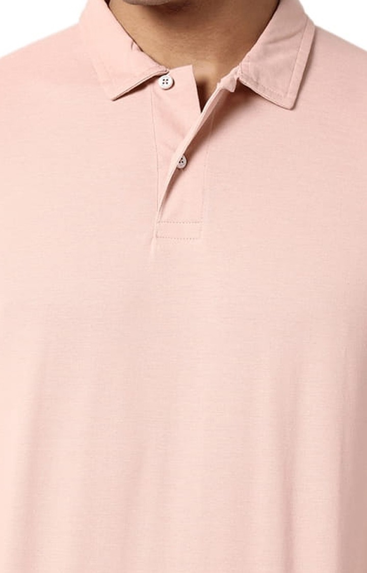 Men's Pink Solid Polos