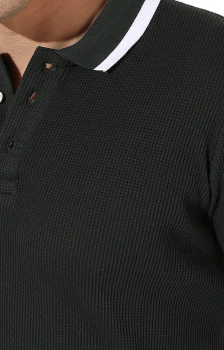 Men's Green Solid Polos