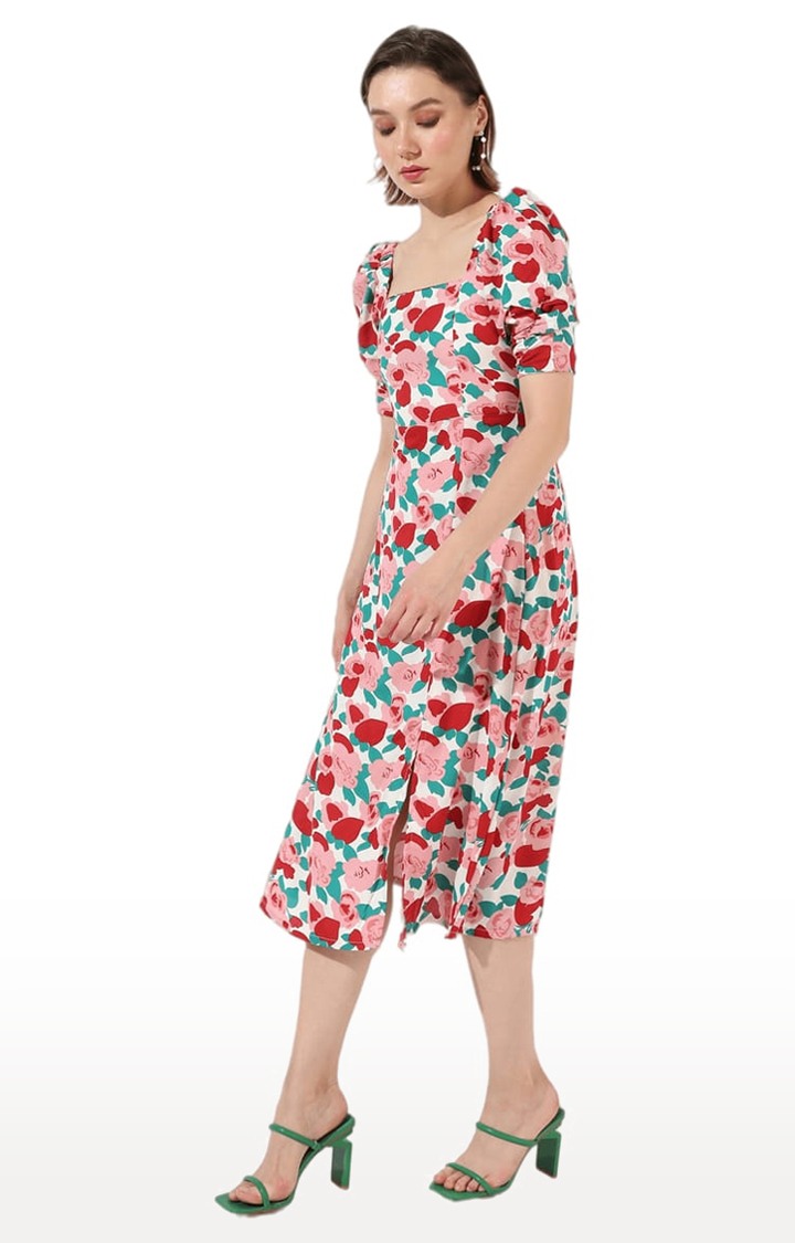 Women's Multicolour Polyester Printed Sheath Dress