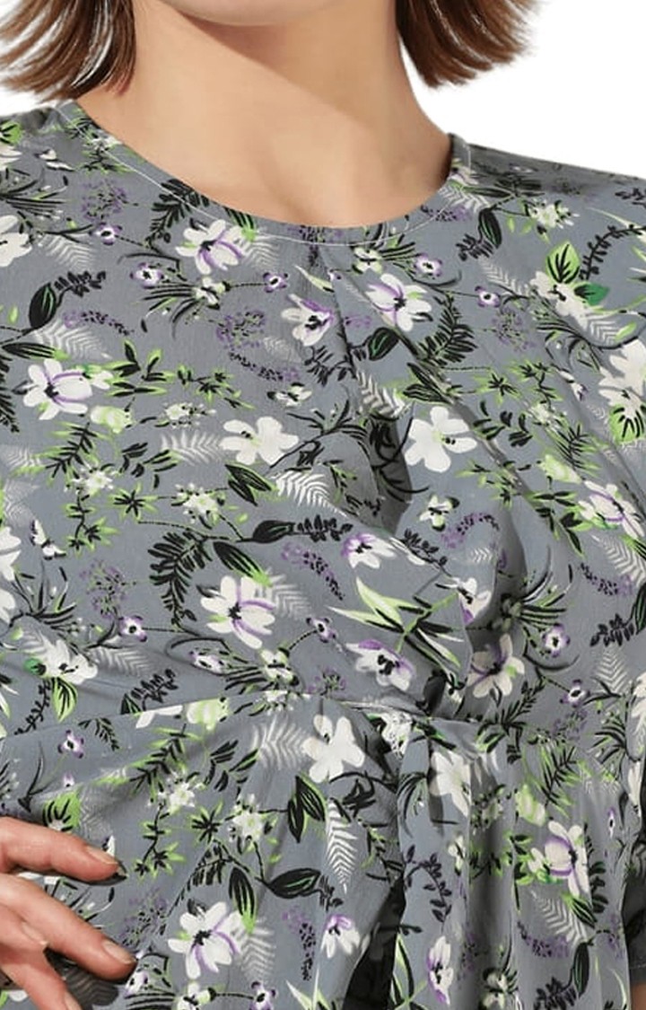 Women's Grey Floral Sheath Dress