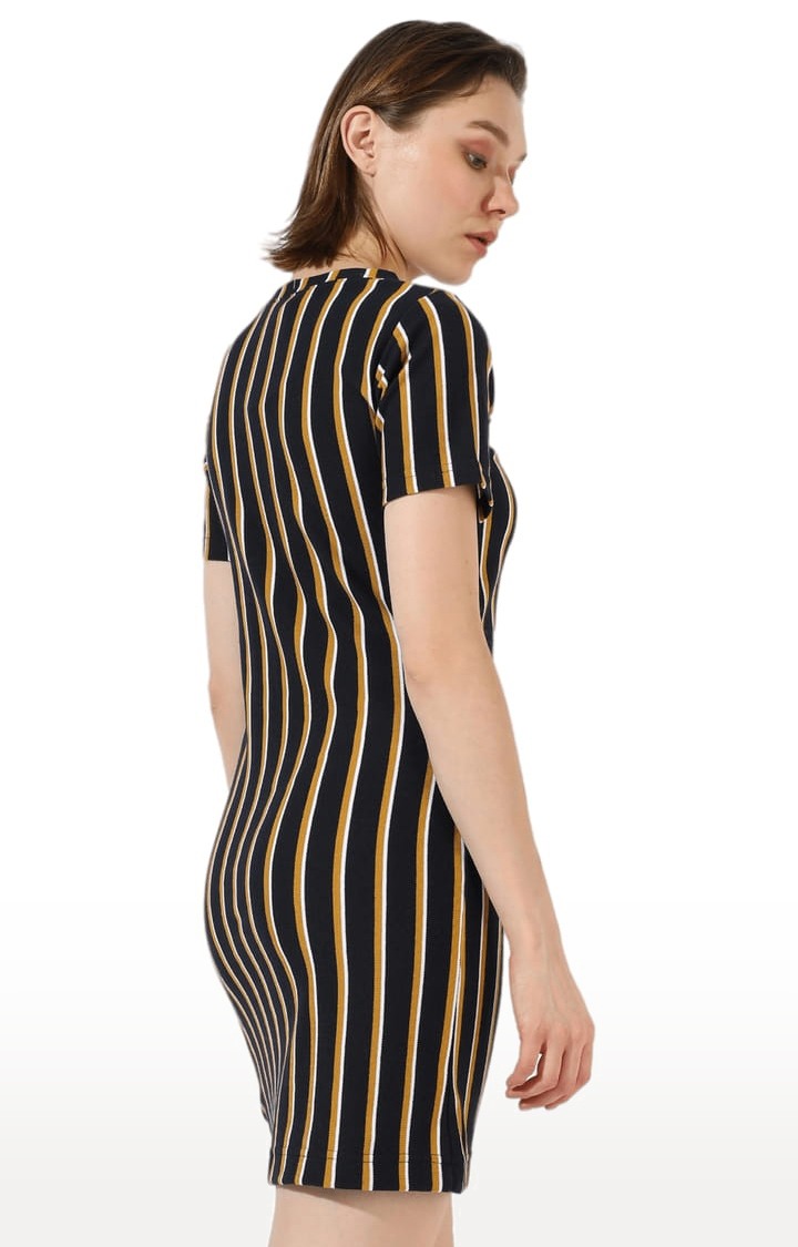 Women's Black Striped Sheath Dress