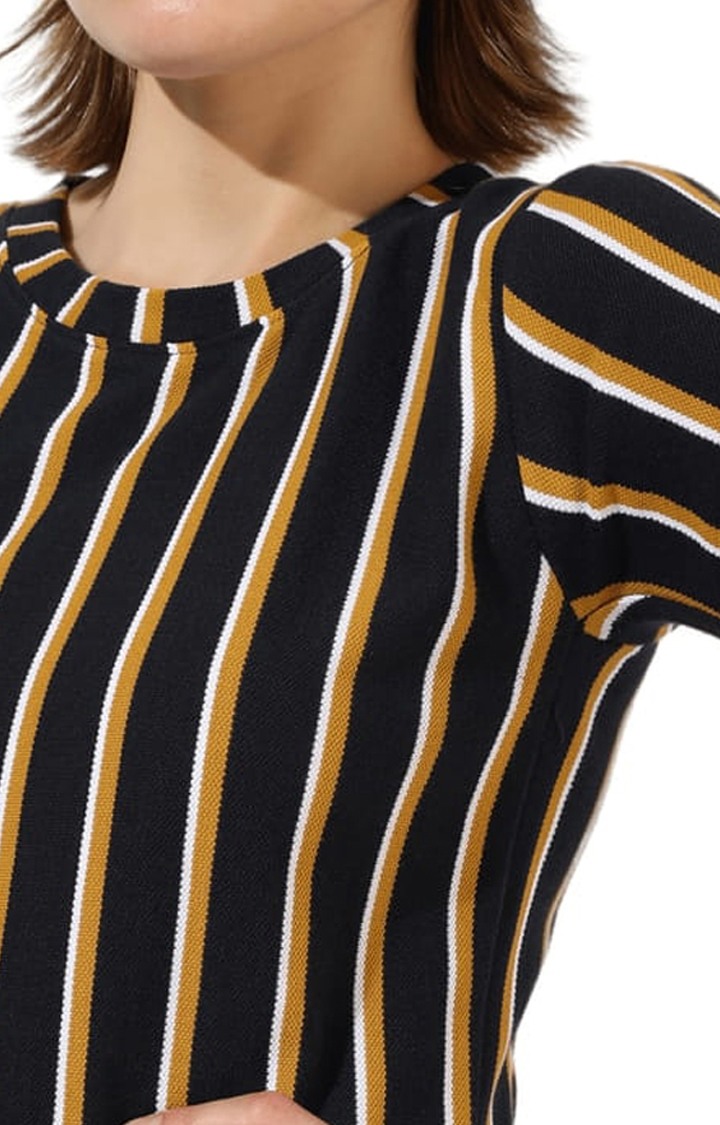 Women's Black Striped Sheath Dress