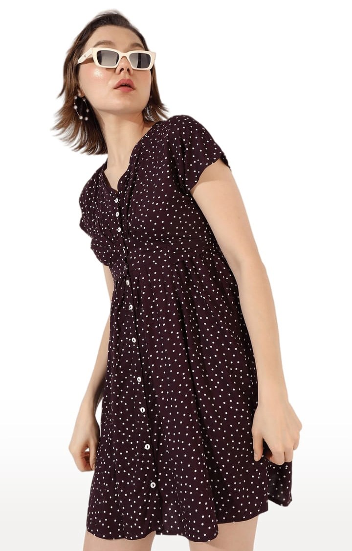 Women's Red Printed Shirt Dress