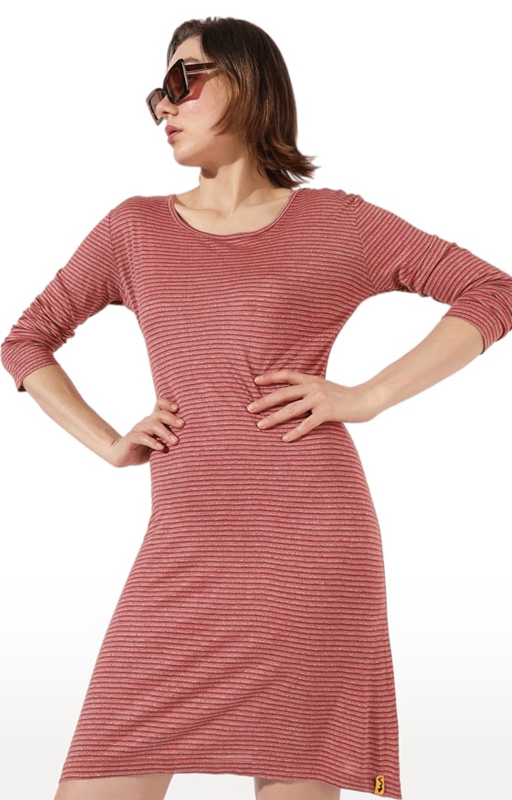 Women's Pink Striped Sheath Dress