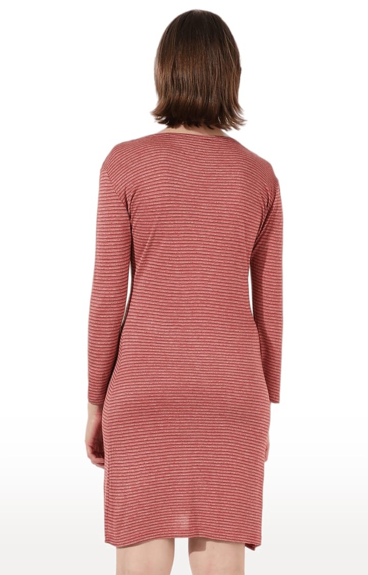 Women's Pink Striped Sheath Dress