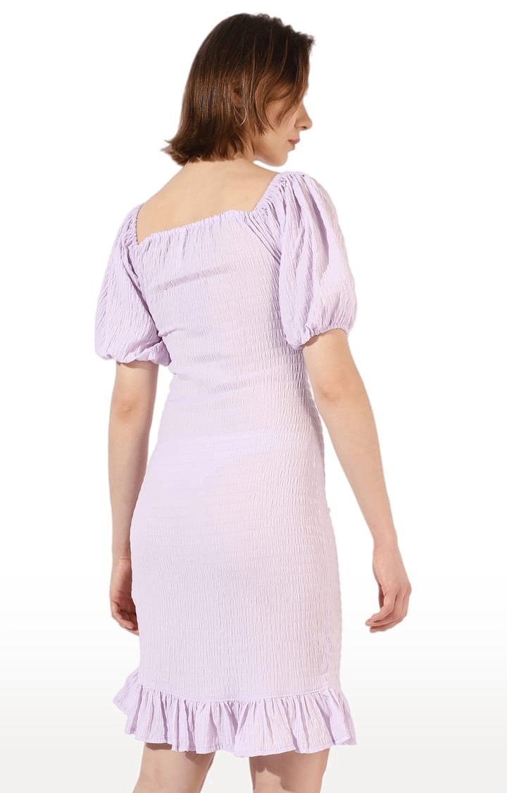 Women's Purple Polyester Solid Sheath Dress