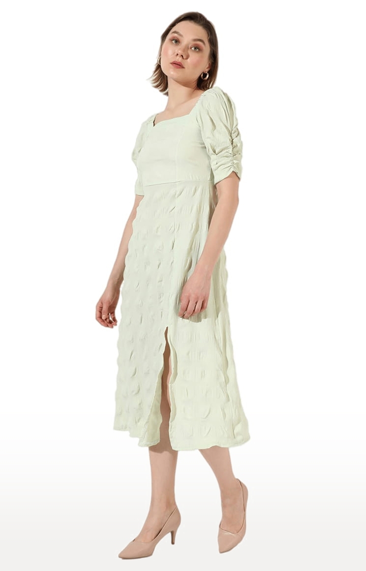 CAMPUS SUTRA | Women's Green Crepe Solid Shift Dress