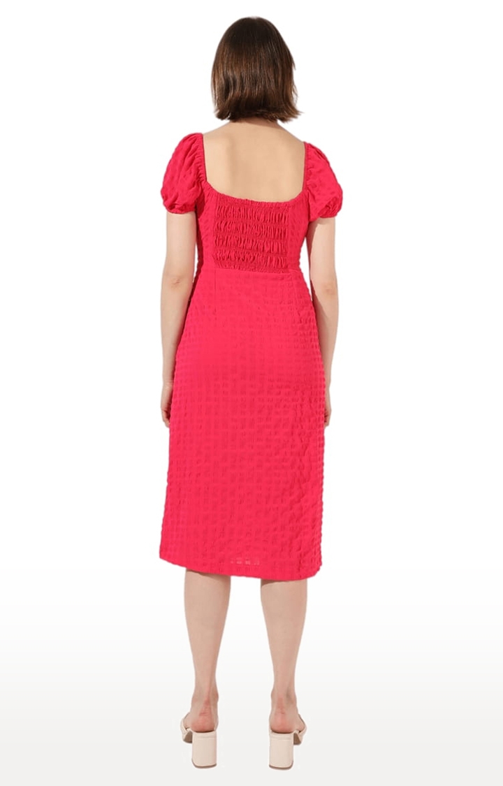 CAMPUS SUTRA | Women's Red Crepe Solid Sheath Dress 3