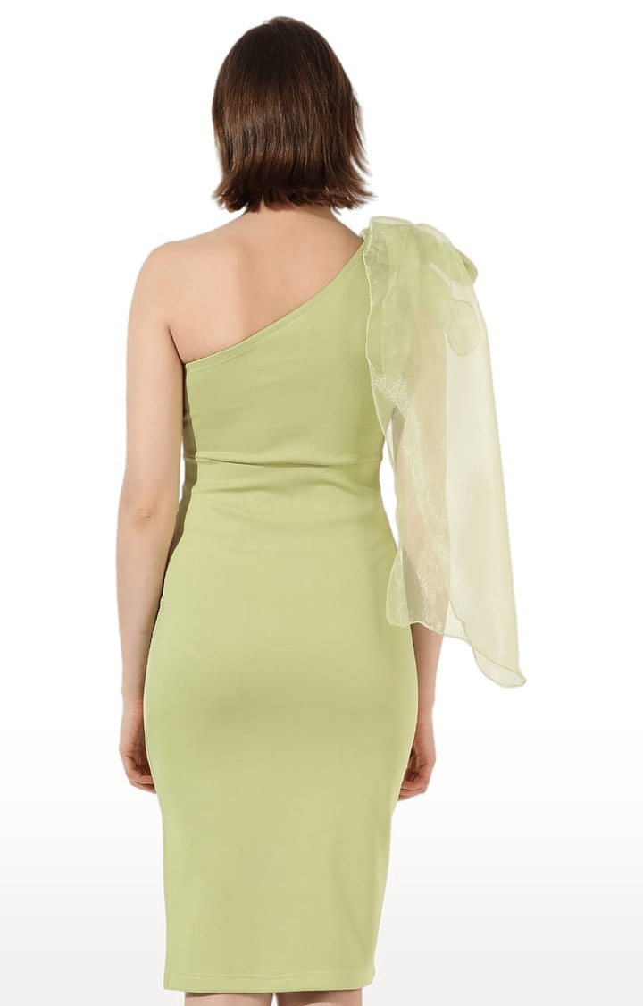 Women's Green Solid Bodycon Dress
