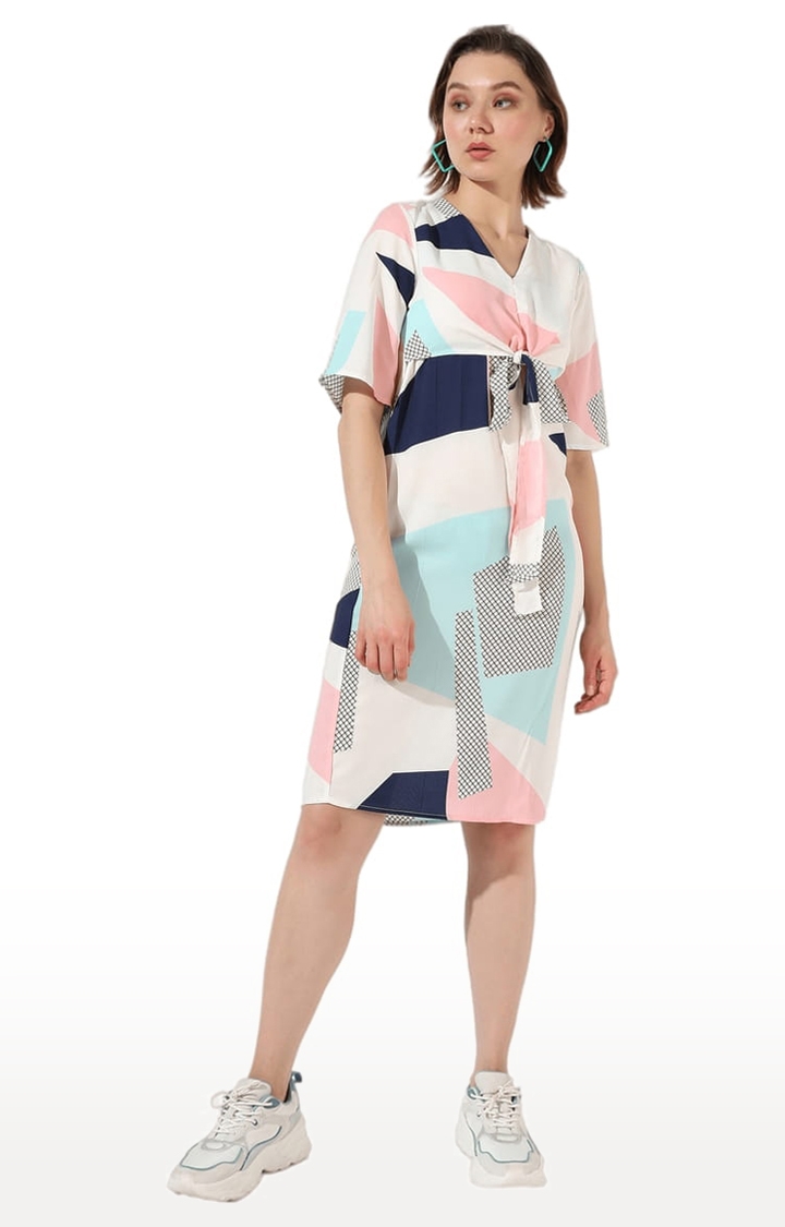 Women's Multicolour Pure Cotton Printed Shift Dress